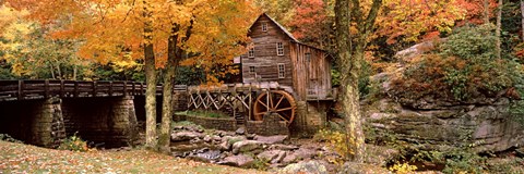 Framed Power station in a forest, Glade Creek Grist Mill, Babcock State Park, West Virginia, USA Print