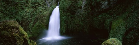 Framed Cascading waterfall in the Columbia River Gorge, Oregon, USA Print