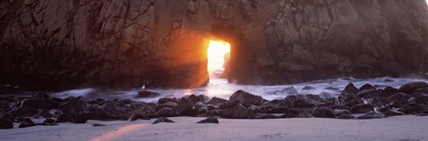 Framed Rock formation on the beach, Pfeiffer Beach, Big Sur, California Print