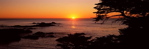Framed Sunset over the sea, Point Lobos State Reserve, Carmel, Monterey County, California, USA Print