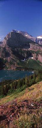 Framed Lake near a mountain, US Glacier National Park, Montana, USA Print