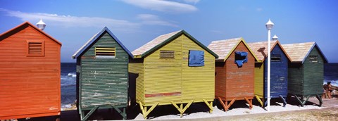 Framed Colorful huts on the beach, St. James Beach, Cape Town, Western Cape Province, South Africa Print
