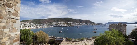 Framed View of a harbor from a castle, St Peter&#39;s Castle, Bodrum, Mugla Province, Aegean Region, Turkey Print