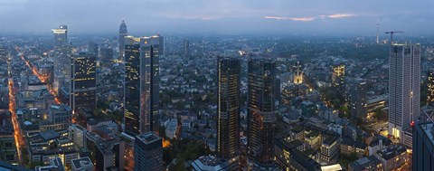 Framed Aerial view of a city, Frankfurt, Hesse, Germany Print