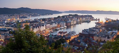 Framed Buildings in a city, Bergen, Hordaland County, Norway Print