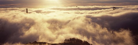 Framed Golden Gate Bridge Peaking through the fog, San Francisco, California Print