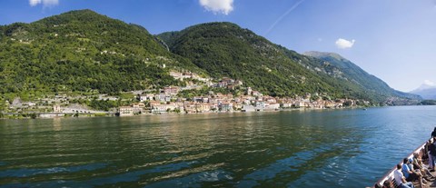 Framed Town at the waterfront, Sala Comacina, Lake Como, Como, Lombardy, Italy Print