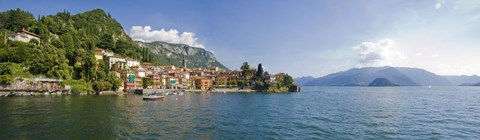 Framed Town at the lakeside, Lake Como, Como, Lombardy, Italy Print