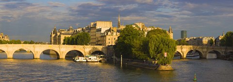 Framed Arch bridge over a river, Pont Neuf, Seine River, Isle de la Cite, Paris, Ile-de-France, France Print
