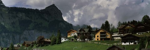 Framed Buildings in a village, Engelberg, Obwalden Canton, Switzerland Print