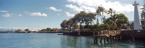 Framed Lighthouse at a pier, Lahaina, Maui, Hawaii, USA Print