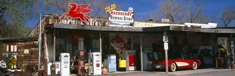 Framed Store with a gas station on the roadside, Route 66, Hackberry, Arizona Print