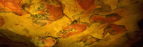 Framed Paleolithic paintings, Altamira Cave, Santillana del mar, Cantabria, Spain Print