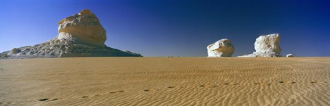 Framed Rock formations in a desert, White Desert, Farafra Oasis, Egypt Print