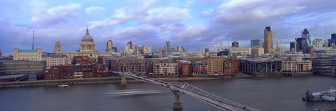 Framed Bridge across a river, London Millennium Footbridge, St. Paul&#39;s Cathedral, London, England 2008 Print