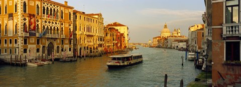 Framed Vaporetto water taxi in a canal, Grand Canal, Venice, Veneto, Italy Print