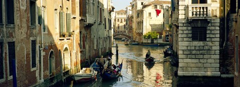 Framed Boats in a canal, Castello, Venice, Veneto, Italy Print