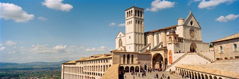 Framed Tourists at a church, Basilica of San Francisco, Assisi, Perugia Province, Umbria, Italy Print