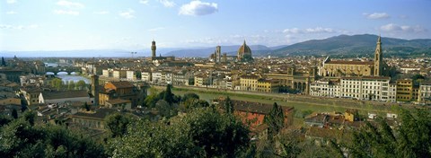 Framed Buildings in a city with Florence Cathedral in the background, San Niccolo, Florence, Tuscany, Italy Print
