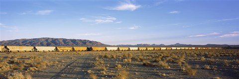 Framed Freight train in a desert, Trona, San Bernardino County, California, USA Print