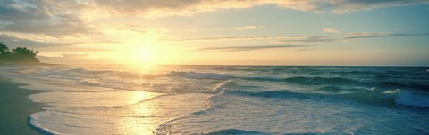 Framed Sunset over Waves Print