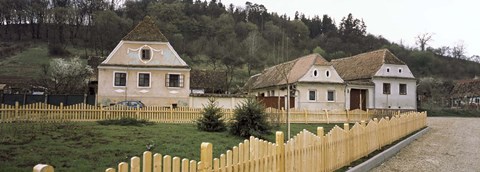 Framed Houses in a village, Biertan, Transylvania, Mures County, Romania Print