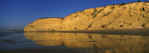 Framed Reflection of cliff on water, Lagos, Algarve, Portugal Print