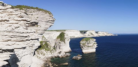 Framed Limestone cliffs on the coast, Grain De Sable, Bonifacio, Corsica, France Print