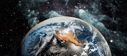 Framed Earth in space Print