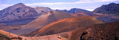 Framed Volcanic landscape with mountains in the background, Maui, Hawaii Print