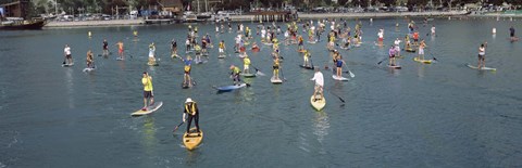 Framed Paddleboarders in the Pacific Ocean, Dana Point, Orange County, California Print