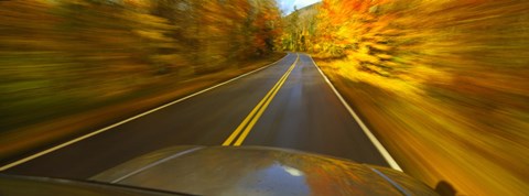 Framed Road viewed through the windshield of a moving car Print