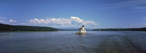 Framed Lighthouse at a river, Esopus Meadows Lighthouse, Hudson River, New York State, USA Print