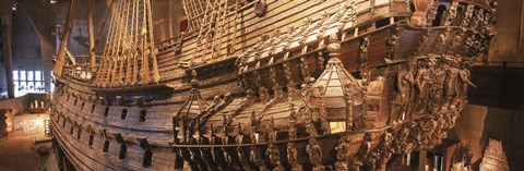 Framed Wooden ship Vasa in a museum, Vasa Museum, Stockholm, Sweden Print
