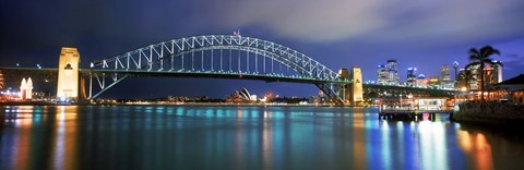 Framed Sydney Harbour Bridge with the Sydney Opera House in the background, Sydney Harbor, Sydney, New South Wales, Australia Print