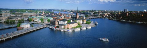 Framed Aerial view of an island, Riddarholmen Island, Riddarfjarden, Stockholm, Sweden Print