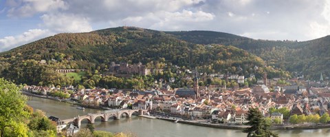 Framed Aerial view of a bridge across a river, Heidelberg, Baden-Wurttemberg, Germany Print