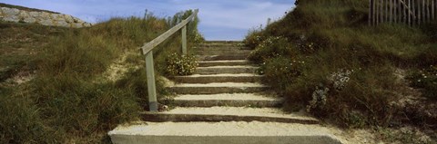 Framed Steps onto a beach, Pontusval, Brignogan-Plage, Brittany, France Print