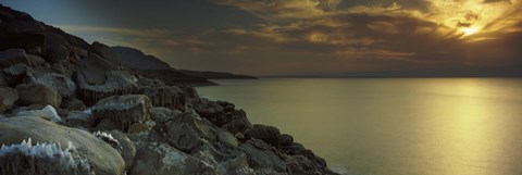 Framed Sunset over the dead sea, Arabah, Jordan Print