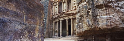 Framed Treasury through the rocks, Wadi Musa, Petra, Jordan Print