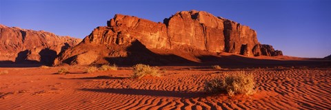 Framed Rock formations in a desert, Jebel Um Ishrin, Wadi Rum, Jordan Print