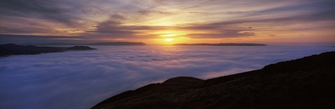 Framed Sunset over a lake, Loch Lomond, Argyll And Bute, Scotland Print