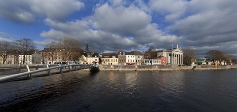 Framed Millenium Foot Bridge Over the River Lee,St Annes Church Behind, And St Mary's Church (right),Cork City, Ireland Print