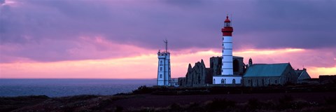 Framed Saint Mathieu Lighthouse at Dusk, Finistere, Brittany, France Print