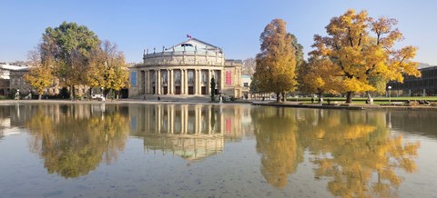 Framed Entertainment building at the waterfront, Opera House, Stuttgart, Baden-Wurttemberg, Germany Print