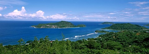 Framed View over Anse L&#39;Islette and Therese Island, Seychelles Print