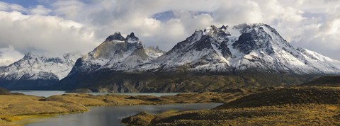 Framed Clouds over snowcapped mountain, Grand Paine, Mt Almirante Nieto, Torres Del Paine National Park, Chile Print