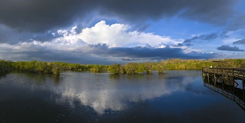 Framed Reflection of clouds in a lake, Everglades National Park, Florida, USA Print