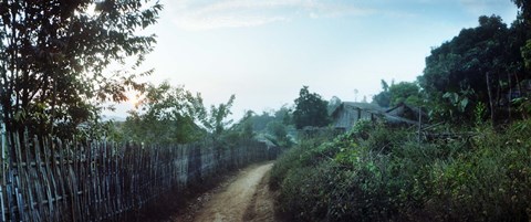 Framed Dirt road passing through an indigenous village, Chiang Mai, Thailand Print