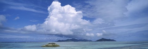 Framed View from Anse source d'Argent towards Praslin Island, La Digue Island, Seychelles Print